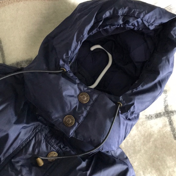 Deep Navy Blue oversized Down Coat with detachable hood - Picture 4 of 11